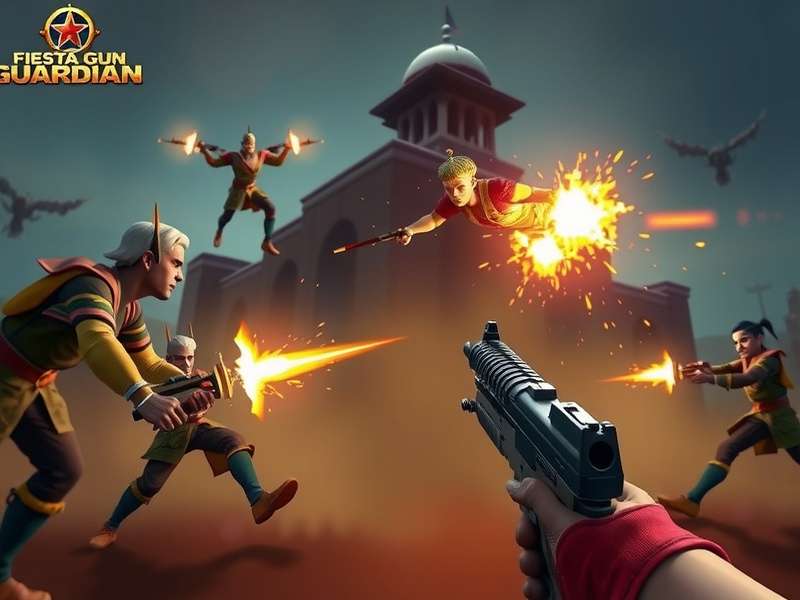 Fiesta Gun Guardian gameplay screenshot showing action sequence